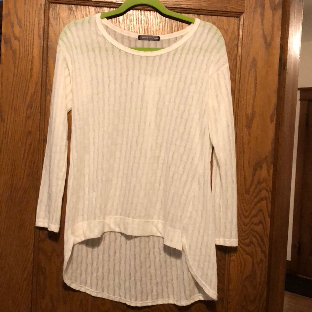 Nordstrom White Long Sleeve open knit Top small